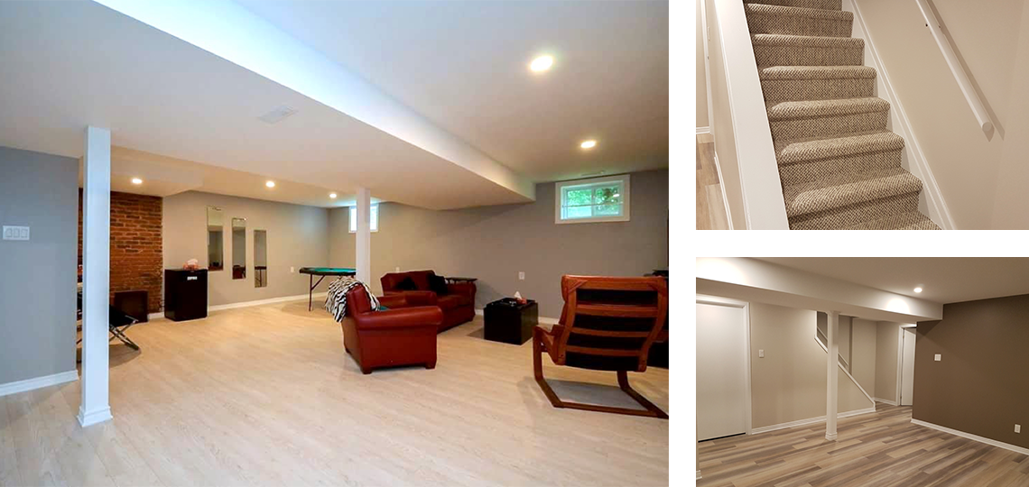 gallery of various finished basements in Ottawa